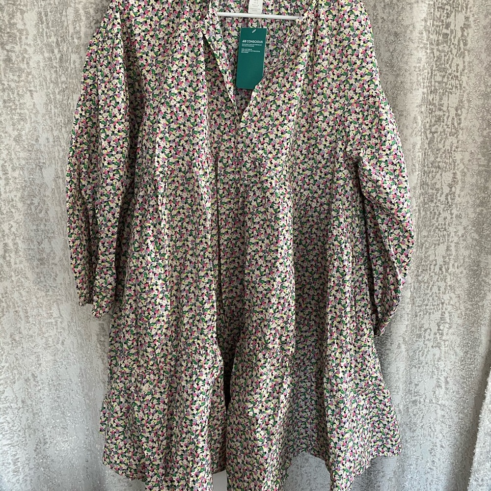 Flower print baby doll dress